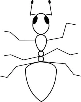 Vector illustration of a black contour ant Stock Illustration