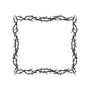 Vector illustration of black empty square frame with sharp thorns. Illustrazione stock