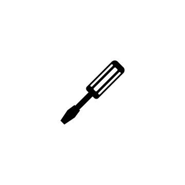 Vector illustration of a black flathead screwdriver icon Stock Illustration