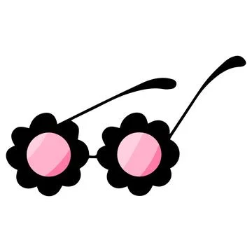 Vector illustration with black glasses in the style of flat cartoon hand draw Stock Illustration