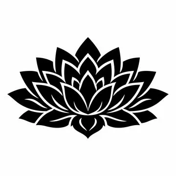 Vector Illustration of a Black Lotus Flower Silhouette on Isolated White Ba.. Иллюстрация