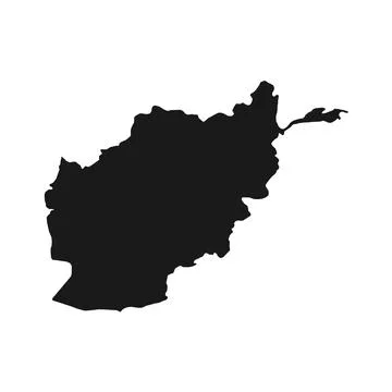 Vector Illustration of the Black Map of Afghanistan on White Background Stock Illustration