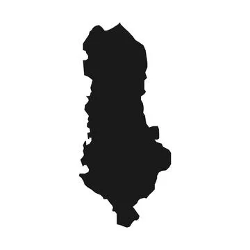 Vector Illustration of the Black Map of Albania on White Background Stock-Illustration