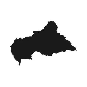 Vector Illustration of the Black Map of Central African Republic on White B.. Stock Illustration