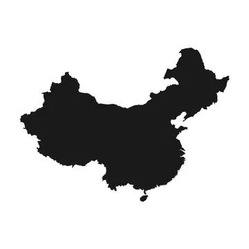 Vector Illustration of the Black Map of China on White Background Stock Illustration