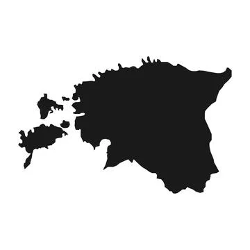 Vector Illustration of the Black Map of Estonia on White Background Stock-Illustration