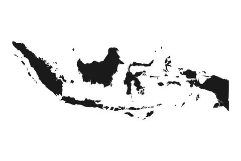 Vector Illustration of the Black Map of Indonesia on White Background Stock Illustration