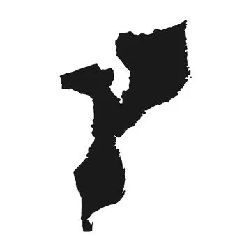 Vector Illustration of the Black Map of Mozambique on White Background Stock Illustration