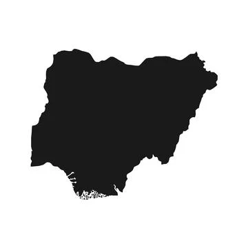 Vector Illustration of the Black Map of Nigeria on White Background Stock Illustration