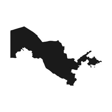 Vector Illustration of the Black Map of Uzbekistan on White Background Stock Illustration