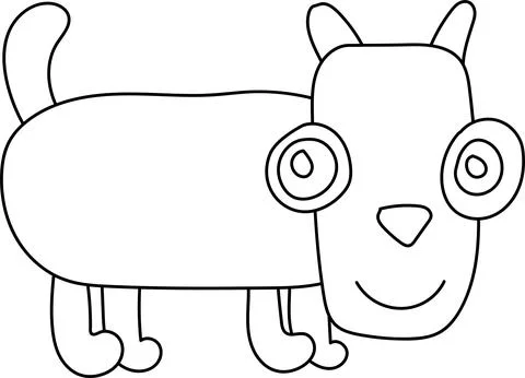 Vector illustration of a black outline of a cat character Stock Illustration