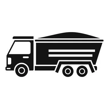 Vector illustration of a black silhouette dump truck icon isolated on white Stock Illustration