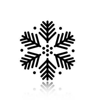 Vector illustration. Black snowflake with reflection. Stock Illustration