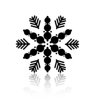 Vector illustration. Black snowflake with reflection. Stock Illustration