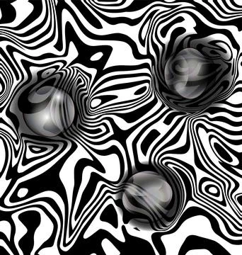 Vector illustration black white abstract lines and balls Stock Illustration