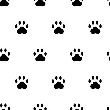 Vector illustration. Black-white seamless pattern. Black footprints 스톡 일러스트