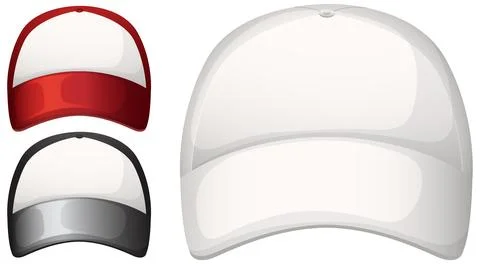 Vector Illustration of Blank Baseball Caps in Three Colors Stock Illustration