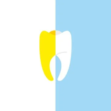Vector illustration for bleaching teeth. Half white, half tooth teeth yellow. Stock Illustration