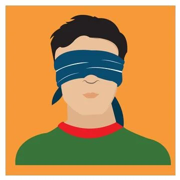 Vector illustration of blindfold young boy Stock Illustration