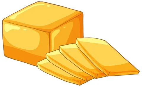 Vector Illustration of a Block of Butter with Sliced Pieces Stock Illustration