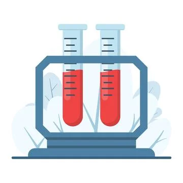 Vector illustration of blood sample test tubes in a rack イラスト素材