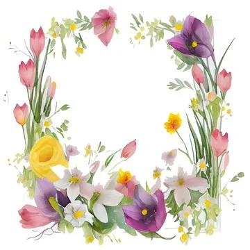 Vector illustration of bloom leaf frame border with empty space on white Stock Illustration