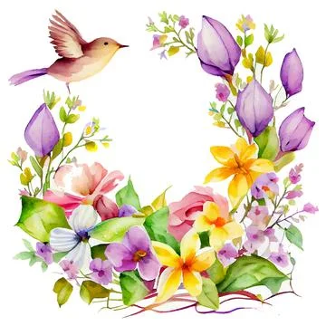 Vector illustration of bloom leaf frame border with empty space on white Stock Illustration