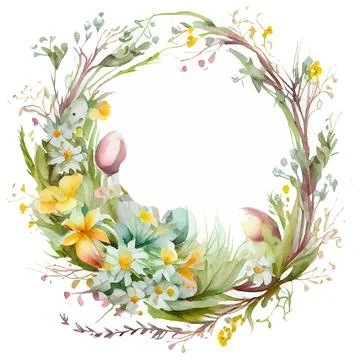 Vector illustration of bloom leaf frame border with empty space on white Stock Illustration