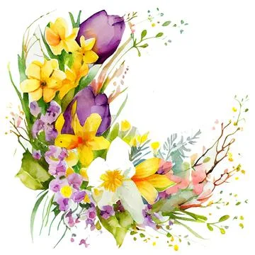 Vector illustration of bloom leaf frame border with empty space on white Stock Illustration