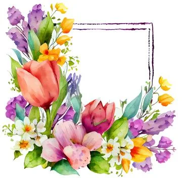 Vector illustration of bloom leaf frame border with empty space on white Stock Illustration
