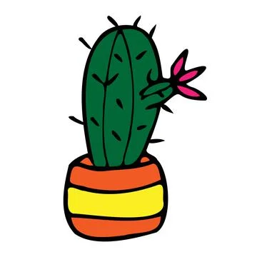 Vector illustration of a blooming cactus. Stock Illustration