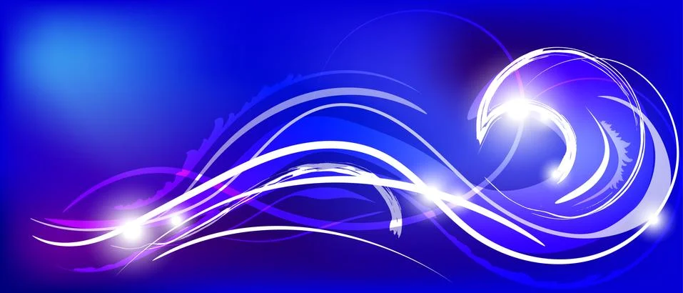 Vector illustration of blue abstract background with magic neon light curved Stock Illustration