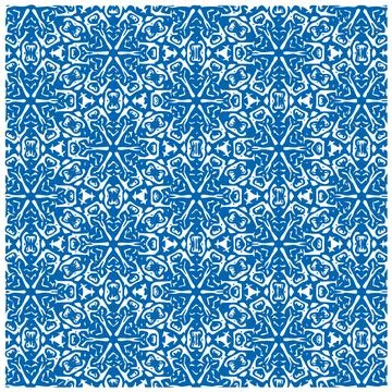 Vector Illustration of Blue Abstract Mandala or Ikat Texture Seamless Pattern Illustrazione stock