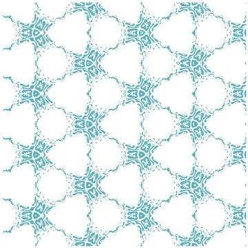 Vector Illustration of Blue Abstract Mandala or Ikat Texture Seamless Pattern Ilustração Stock