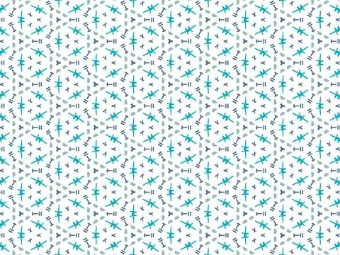 Vector Illustration of Blue Abstract Mandala or Ikat Texture Seamless Pattern Ilustração Stock