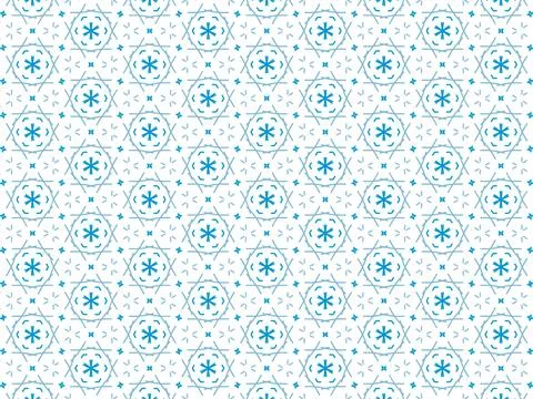 Vector Illustration of Blue Abstract Mandala or Ikat Texture Seamless Pattern Stock Illustration