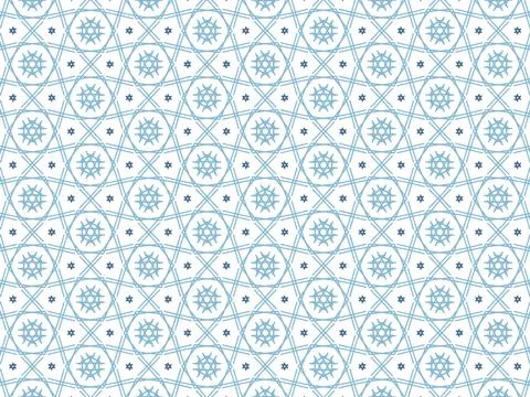 Vector Illustration of Blue Abstract Mandala or Ikat Texture Seamless Pattern Stock Illustration