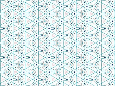 Vector Illustration of Blue Abstract Mandala or Ikat Texture Seamless Pattern Stock Illustration