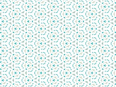 Vector Illustration of Blue Abstract Mandala or Ikat Texture Seamless Pattern Illustrazione stock