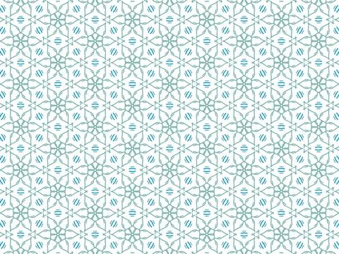 Vector Illustration of Blue Abstract Mandala or Ikat Texture Seamless Pattern Stock Illustration