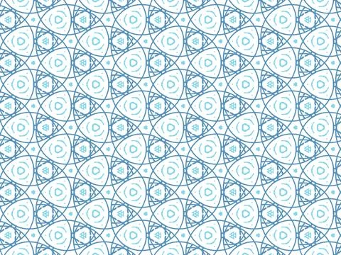 Vector Illustration of Blue Abstract Mandala or Ikat Texture Seamless Pattern Stock Illustration