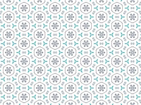 Vector Illustration of Blue Abstract Mandala or Ikat Texture Seamless Pattern Stock Illustration