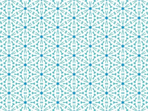 Vector Illustration of Blue Abstract Mandala or Ikat Texture Seamless Pattern Stock Illustration