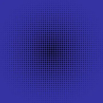 Vector illustration of a blue and black retro halftone dots pattern backgroun Stock Illustration