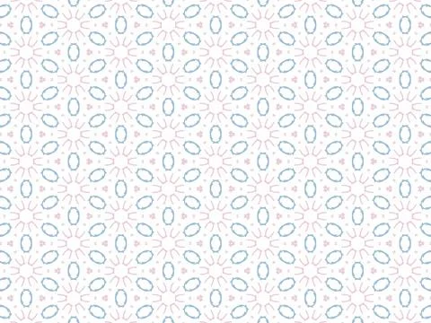 Vector Illustration of Blue and Pink Abstract Mandala or Ikat Texture Seamles Stock Illustration
