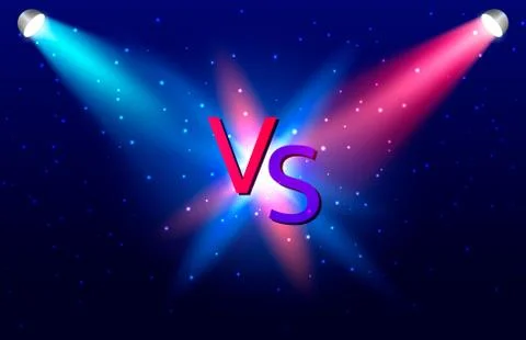 Vector illustration. Blue and red  ramps for game competition. Versus letters Stock Illustration