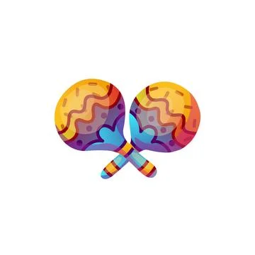 Vector illustration of blue and red maracas Stock Illustration