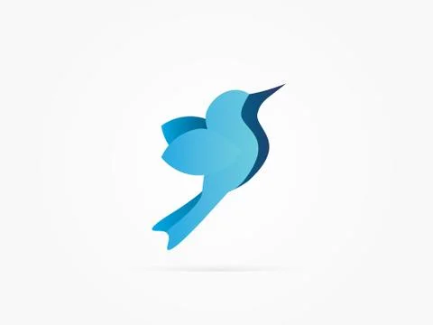 Vector Illustration Blue Bird with Blue shadow logo Stock Illustration