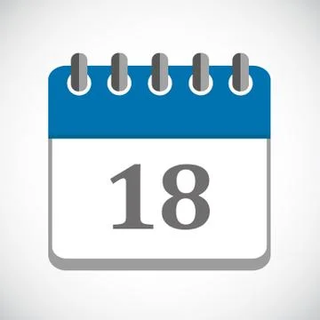 Vector illustration of blue calendar 18 icon Stock Illustration