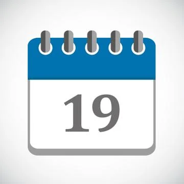 Vector illustration of blue calendar 19 icon Stock Illustration